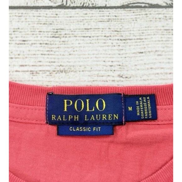 POLO RALPH LAUREN Men's Big Triple Pony Jersey Crewneck T-Shirt Coral Size M - Picture 7 of 8